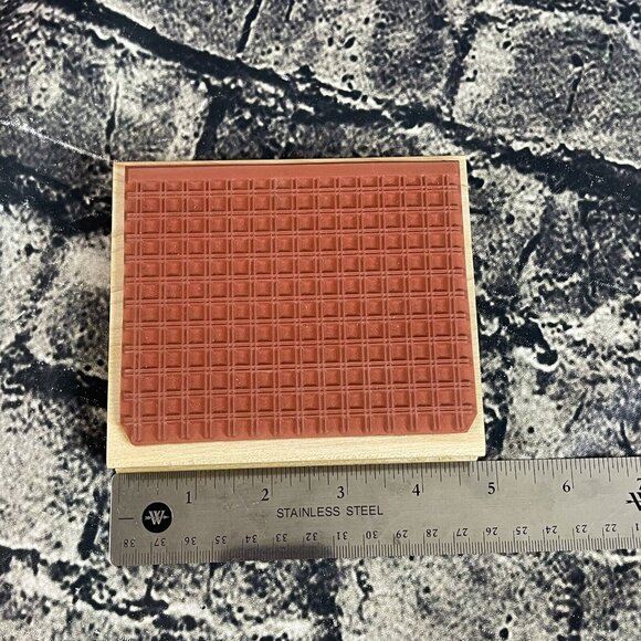 Great Impressions PLAID PATTERN Wood Mount Rubber Stamp #K82 - Picture 5 of 6